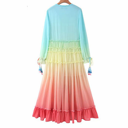 Color fringed holiday dress