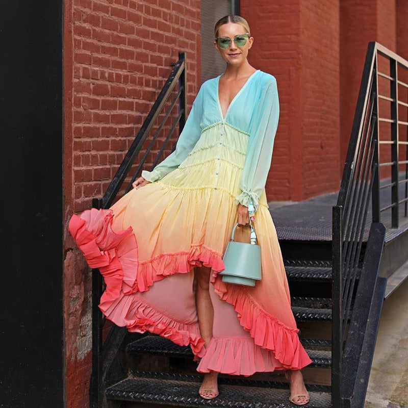 Color fringed holiday dress