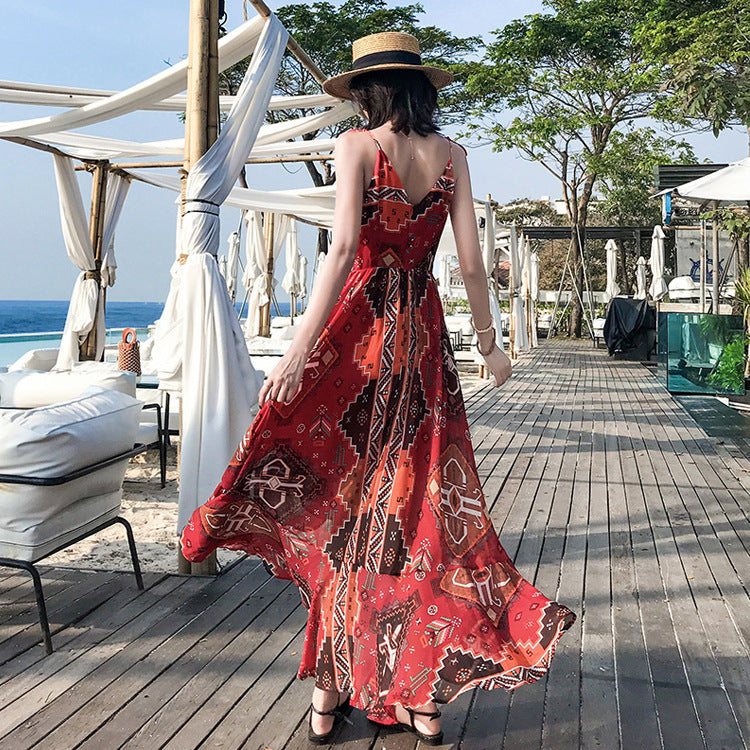 Seaside holiday suspender dress